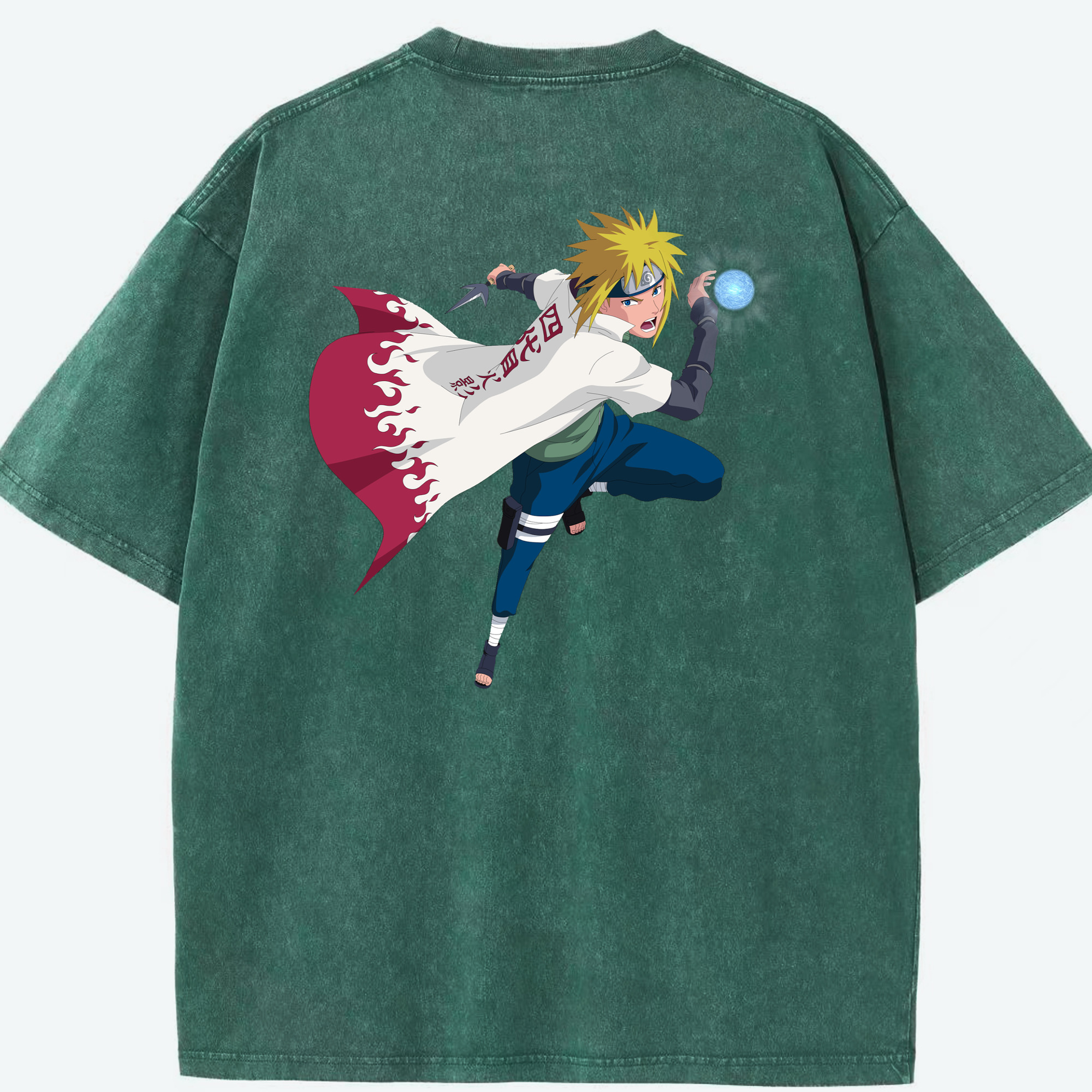 （画像用） NARUTO -ナルト- 波風 ミナト Namikaze Minato 綿100% ヴィンテージ風 半袖Tシャツ（背面プリント）